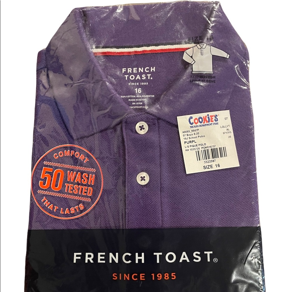 SZ 16 Long Sleeve Purple French Toast Polo